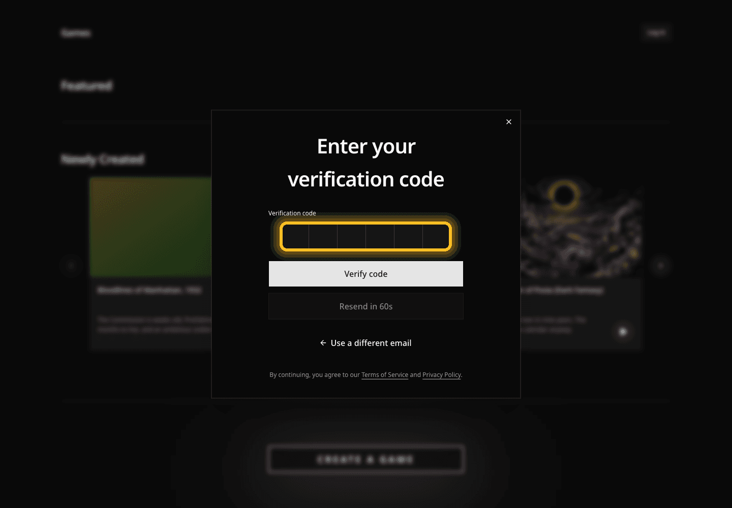 Davia verification code dialog
