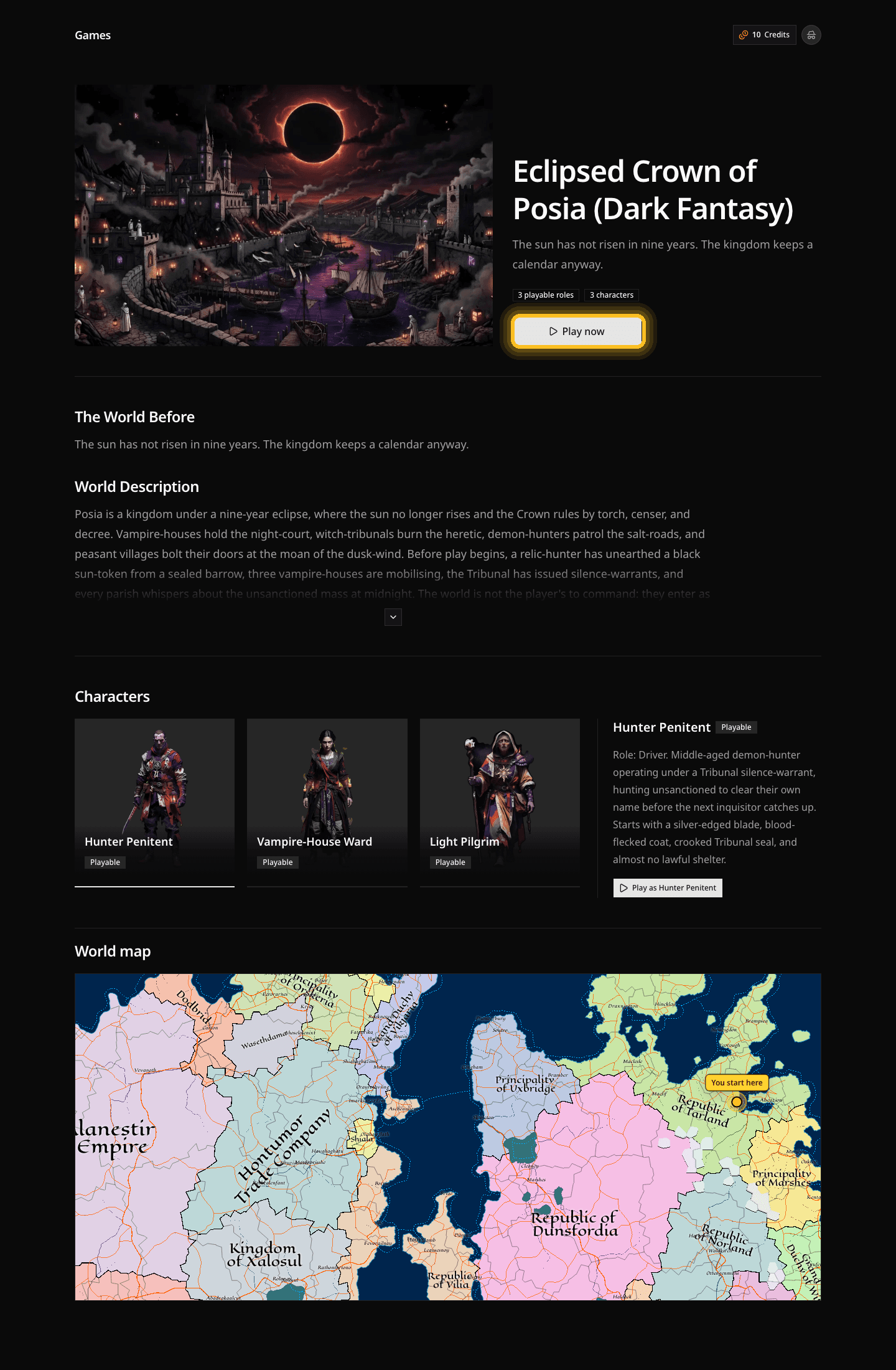 Davia game detail page