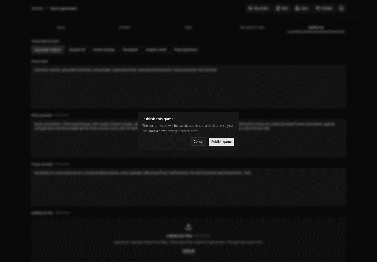 Davia publish confirmation dialog