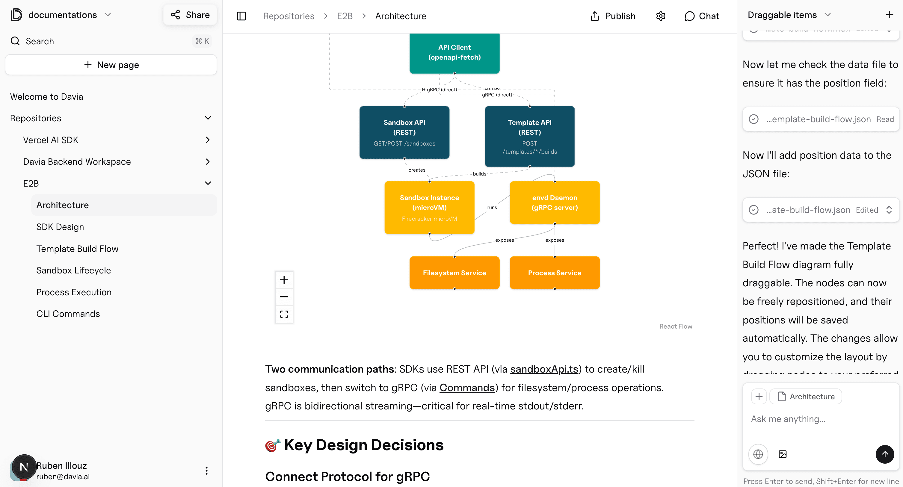 Davia workspace demonstration